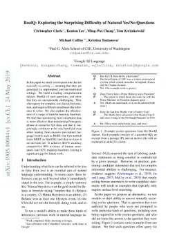BoolQ: Exploring the Surprising Difficulty of Natural Yes/No Questions