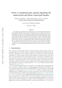 OSOM: A simultaneously optimal algorithm for multi-armed and linear
  contextual bandits
