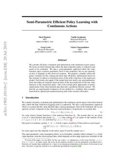Semi-Parametric Efficient Policy Learning with Continuous Actions