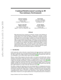 Continual Reinforcement Learning in 3D Non-stationary Environments