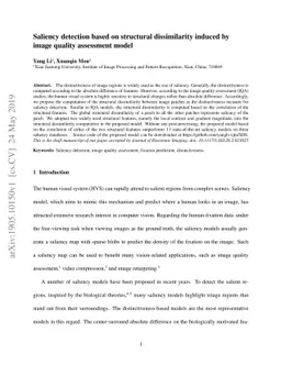 Saliency detection based on structural dissimilarity induced by image
  quality assessment model