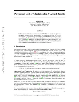 Polynomial Cost of Adaptation for X -Armed Bandits