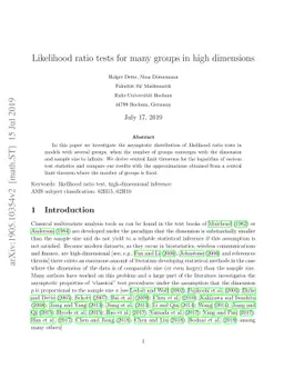 Likelihood ratio tests for many groups in high dimensions