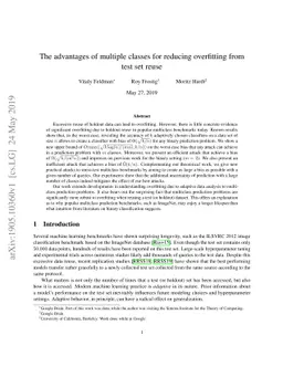 The advantages of multiple classes for reducing overfitting from test
  set reuse