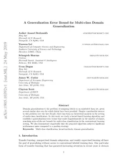 A Generalization Error Bound for Multi-class Domain Generalization