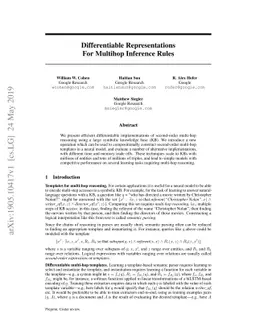 Differentiable Representations For Multihop Inference Rules