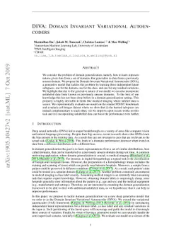 DIVA: Domain Invariant Variational Autoencoders