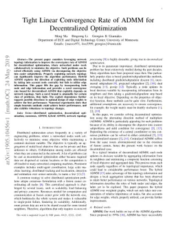Tight Linear Convergence Rate of ADMM for Decentralized Optimization