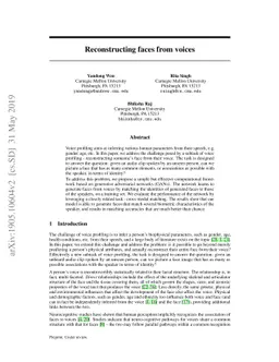 Reconstructing faces from voices
