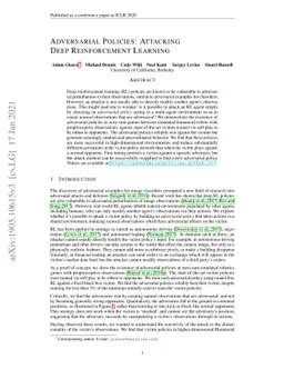 Adversarial Policies: Attacking Deep Reinforcement Learning