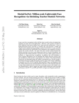 ShrinkTeaNet: Million-scale Lightweight Face Recognition via Shrinking
  Teacher-Student Networks