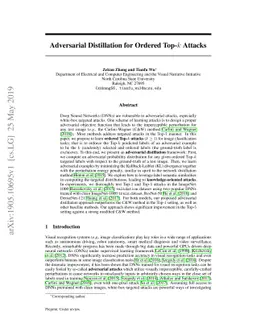 Adversarial Distillation for Ordered Top-k Attacks