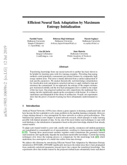 Efficient Neural Task Adaptation by Maximum Entropy Initialization