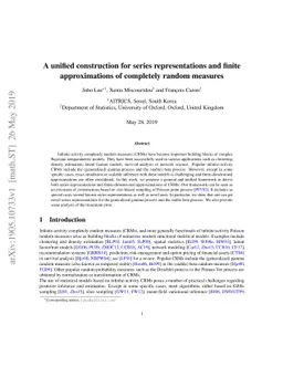 A unified construction for series representations and finite
  approximations of completely random measures