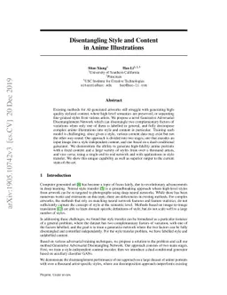 Disentangling Style and Content in Anime Illustrations