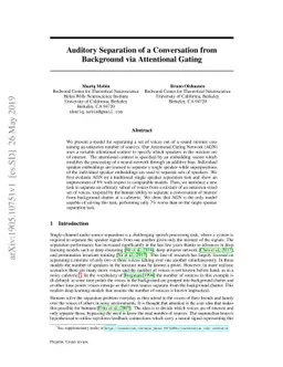 Auditory Separation of a Conversation from Background via Attentional
  Gating