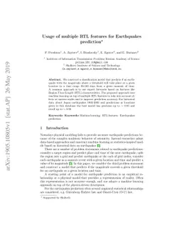 Usage of multiple RTL features for Earthquake prediction