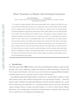 Phase Transitions in Bandits with Switching Constraints
