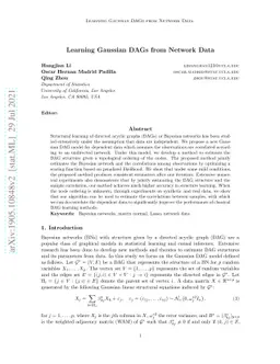 Learning Gaussian DAGs from Network Data
