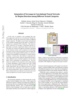 Integration of Text-maps in Convolutional Neural Networks for Region
  Detection among Different Textual Categories
