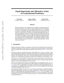 Equal Opportunity and Affirmative Action via Counterfactual Predictions