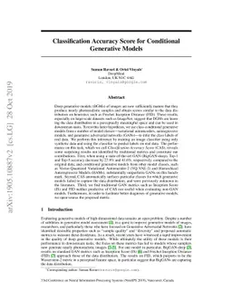 Classification Accuracy Score for Conditional Generative Models