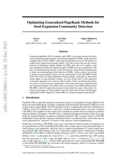 Optimizing Generalized PageRank Methods for Seed-Expansion Community
  Detection