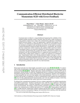 Communication-Efficient Distributed Blockwise Momentum SGD with
  Error-Feedback