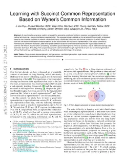 Learning with Succinct Common Representation Based on Wyner's Common
  Information