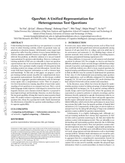 QuesNet: A Unified Representation for Heterogeneous Test Questions