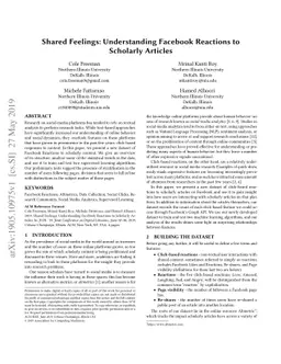 Shared Feelings: Understanding Facebook Reactions to Scholarly Articles
