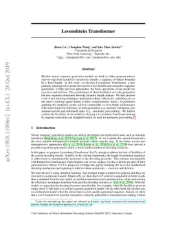 Levenshtein Transformer