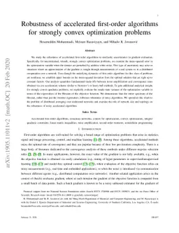 Robustness of accelerated first-order algorithms for strongly convex
  optimization problems