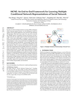 MCNE: An End-to-End Framework for Learning Multiple Conditional Network
  Representations of Social Network