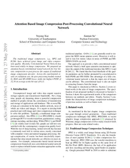 Attention Based Image Compression Post-Processing Convolutional Neural
  Network