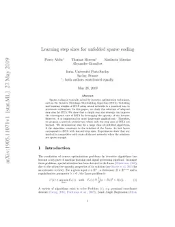 Learning step sizes for unfolded sparse coding
