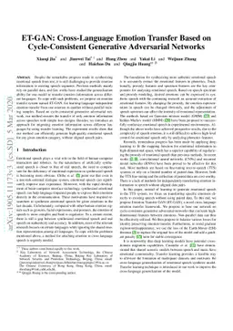 ET-GAN: Cross-Language Emotion Transfer Based on Cycle-Consistent
  Generative Adversarial Networks