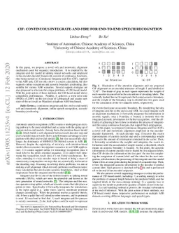 CIF: Continuous Integrate-and-Fire for End-to-End Speech Recognition