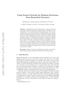 Using Neural Networks for Relation Extraction from Biomedical Literature