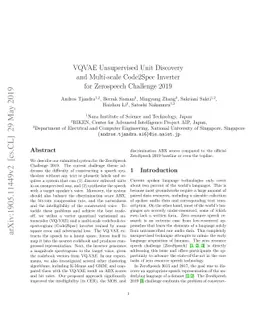 VQVAE Unsupervised Unit Discovery and Multi-scale Code2Spec Inverter for
  Zerospeech Challenge 2019