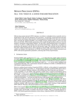 Mixed Precision DNNs: All you need is a good parametrization