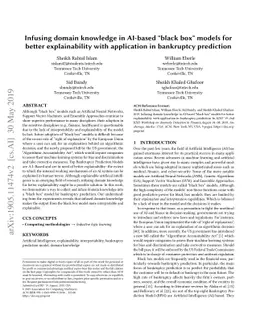 Infusing domain knowledge in AI-based "black box" models for better
  explainability with application in bankruptcy prediction