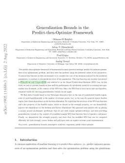 Generalization Bounds in the Predict-then-Optimize Framework