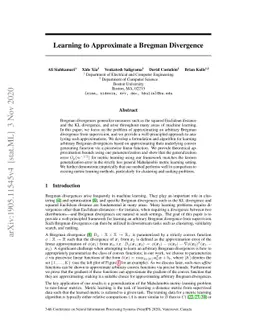 Learning to Approximate a Bregman Divergence