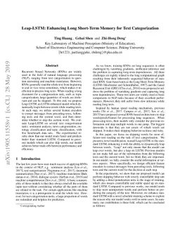 Leap-LSTM: Enhancing Long Short-Term Memory for Text Categorization