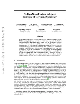 SGD on Neural Networks Learns Functions of Increasing Complexity
