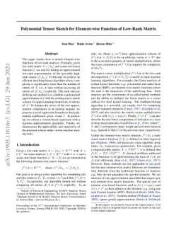 Polynomial Tensor Sketch for Element-wise Function of Low-Rank Matrix