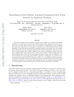 Gram-Gauss-Newton Method: Learning Overparameterized Neural Networks for
  Regression Problems