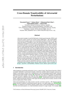Cross-Domain Transferability of Adversarial Perturbations