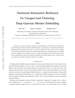 Variational Information Bottleneck for Unsupervised Clustering: Deep
  Gaussian Mixture Embedding